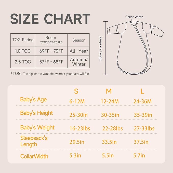 Baby Sleep Sack with Removable Sleeves, Breathable Wearable Blanket for Newborn & Toddler 6-36 Months, Cute Print