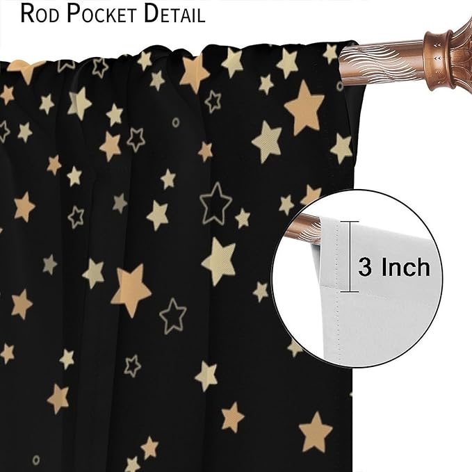 Star Celestial Blackout Curtain, Space Funny Fantasy Galaxy Starry Night Window Curtain for Kids Bedroom Nursery Toddler Room 72" W X 63" L