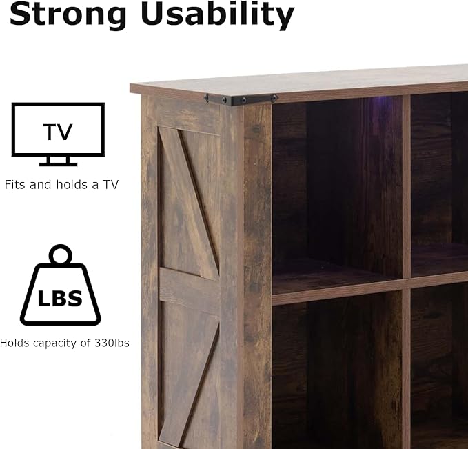 8 Cube Storage Organizer, Wood Cube Bookshelf with LED Lights, Horizontal Storage Cubes, Kids Bookshelf, Display Cabinet Cubby Shelf for Living Room Home Office Bedroom, Brown