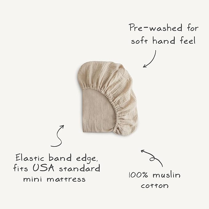 mushie Extra Soft Muslin Fitted MINI Crib Sheet | 24"x 38" (Roman Green)