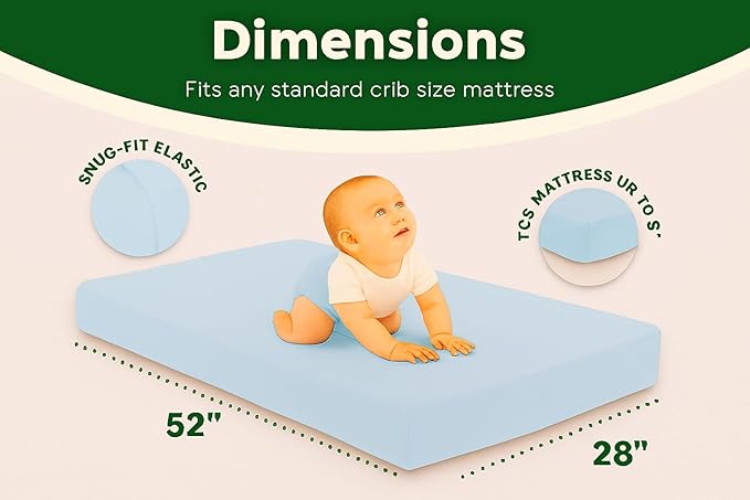 Extra Soft Muslin Fitted Crib Sheets 100% Organic Cotton Baby Crib Sheets for Standard Crib Mattress | 28 X 52 Inches (Blue)