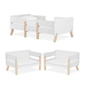 Dream On Me Osko Convertible Toddler Bed Made with Sustainable New Zealand Pinewood in White and Natural, JPMA & Greenguard Gold Certified, Non-Toxic Finish