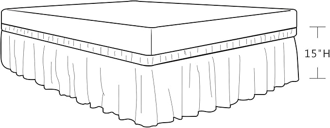 Biscaynebay Wrap Around Bed Skirts for Queen Beds 15" Drop, Lavender Adjustable Elastic Dust Ruffles Easy Fit Wrinkle & Fade Resistant Silky Luxurious Fabric Machine Washable