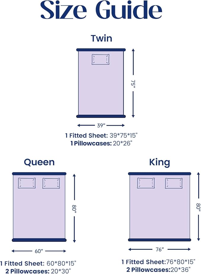 Dream Valley® Queen Sheet Set, Cooling Fitted Sheet with 2 Pillowcase-3 PCS with No Flat Sheet,Q-Max > 0.4 Aerocool, Cooling for Night Sweats, Hot Sleepers,deep Pocket up to 15",Lavender Fog