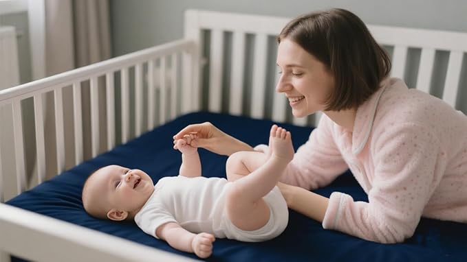 American Baby Company 2 Pack Fitted Crib Sheets 28" x 52", 100% Polyester Ultra Soft Microfiber, White/Navy, for Boys and Girls, Fits Crib and Toddler Bed Mattresses