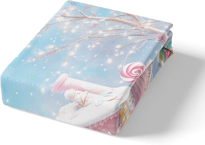 Manfei Christmas Kids Duvet Cover Set Queen Size, Cute Xmas Cabin Trees Bedding Set for Boys Girls Room Decor, New Year Theme Comforter Cover, Lightweight Bedspread Cover, 2 Pillowcases, No Comforter