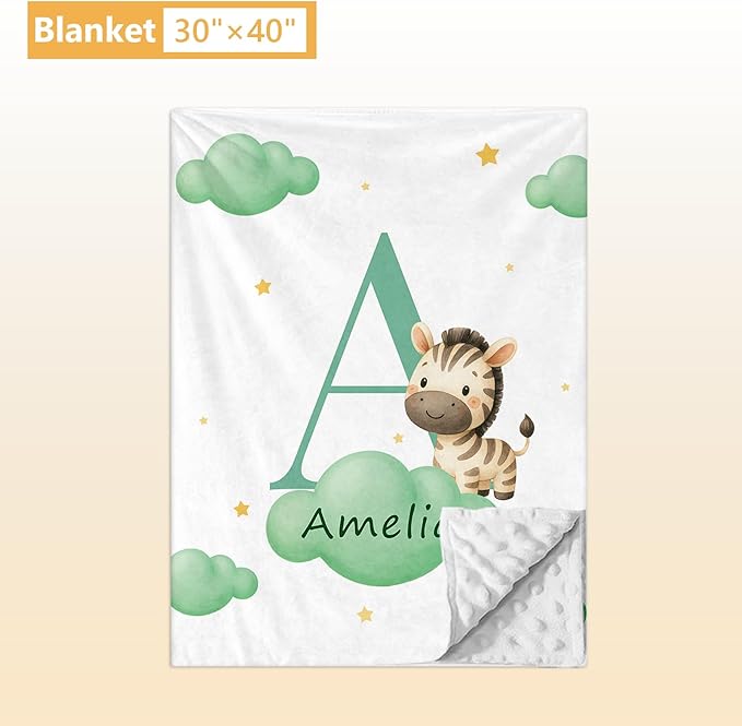 Custom Crib Bedding Set, 5 Pcs Personalized Name Baby Crib Sets for Newborns Infants Toddlers, Green Zebra Nursery Bedding Set for Boys Girls, Double Layer Baby Bedding Sets Customized Gifts