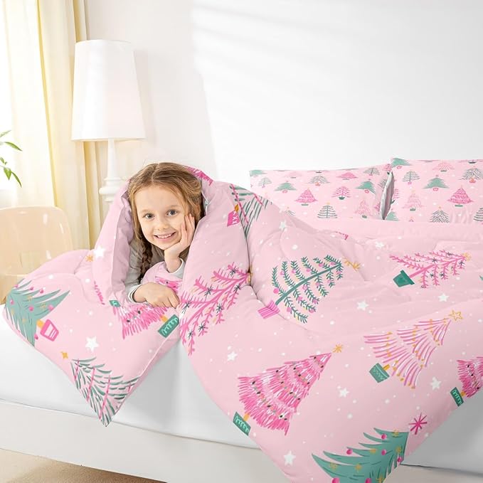 Feelyou Xmas Comforter Set King Size Christmas Tree Bedding Set for Kids Boys Girls Christmas Decor Duvet Quilt New Year Gift Bedroom Decor Microfiber 3 Pcs with 2 Pillow Cases