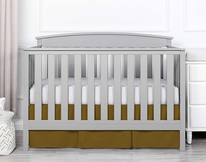Box Pleated Crib Bed Skirt Premium 100% Cotton 800 Thread Count Nursery Crib Toddler Bedding Crib Bedskirt for Baby Boys or Baby Girls, (28" x 52") + 14" Drop Lenght - Taupe Solid