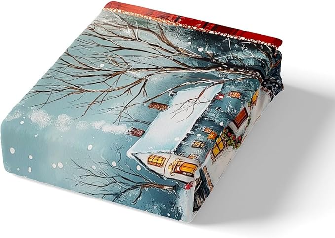 Manfei Christmas Duvet Cover Set Queen Size, Cute Snowman Xmas Tree Bedding Set for Kids Boy Girls Room Decor, New Year Theme Comforter Cover, Lightweight Bedspread Cover, 2 Pillowcases, No Comforter