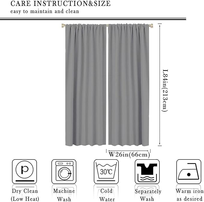 Waterfall Blackout Window Curtains, Spring Forest Nature Landscape Theme Pattern Print Window Drapes, for Living Room Bedroom 52x84in 2 Panels