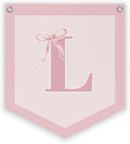 Lacama Initial Personalized Preppy Banner, Baby Shower Decor Girl Nursery Decor, Coquette Pink Bow Teen Girl Gifts, Vintage Room Toddler Room Bedroom Playroom Front Door Birthday Gift(L)