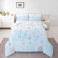 Feelyou Glitter Snowflake Comforter Set King Size, Blue Snowflake Comforter Kids Toddler Ombre Bedding Set Winter Theme Duvet Set Microfiber Bed Set