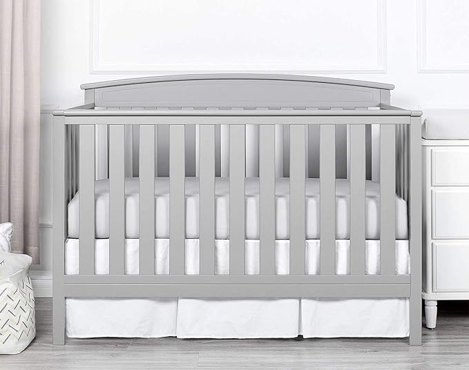Box Pleated Mini Crib Bed Skirt Premium 100% Cotton 800 Thread Count Nursery Crib Toddler Bedding Crib Bedskirt for Baby Boys or Baby Girls, (24" x 38") + 10" Drop Lenght - White Solid