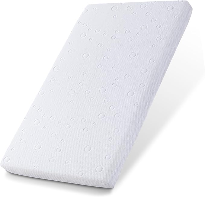 Pack and Play Mattress, 38" x 26" x 1.5", Dual-Sided Comfort Gel Memory Foam, White, Waterproof, Washable, Breathable, Machine Wash, 1 Count
