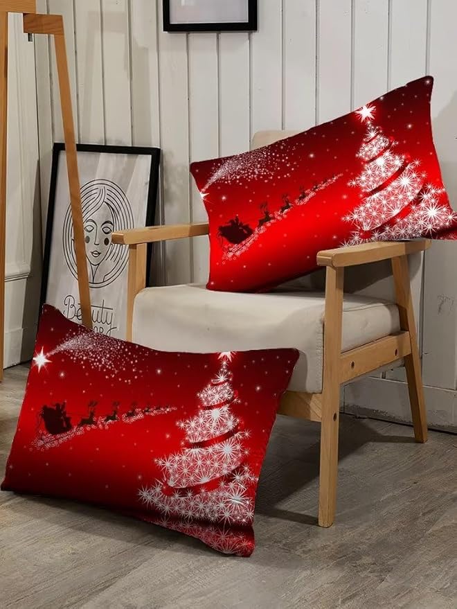 kxry Merry Christmas Comforter Set Santa Claus Deer Christmas Tree Galaxy Red Bedding Quilt Full Size for Girls Boys Kids 1 Comforter + 2 Pillow Cases