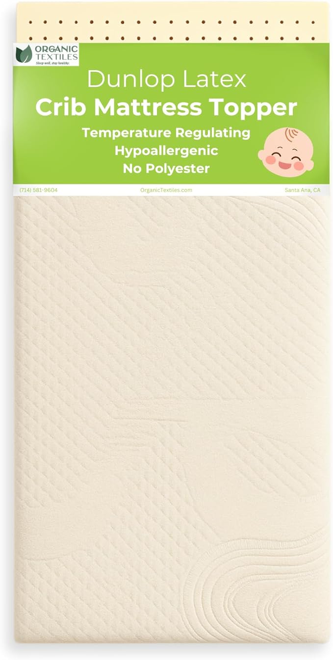 ORGANIC TEXTILES Organic Baby Mattress Topper with Organic Cotton Removable Cover - GOLS/GOTS Certified - Breathable - 3" Mini Sleeper (31"x18")