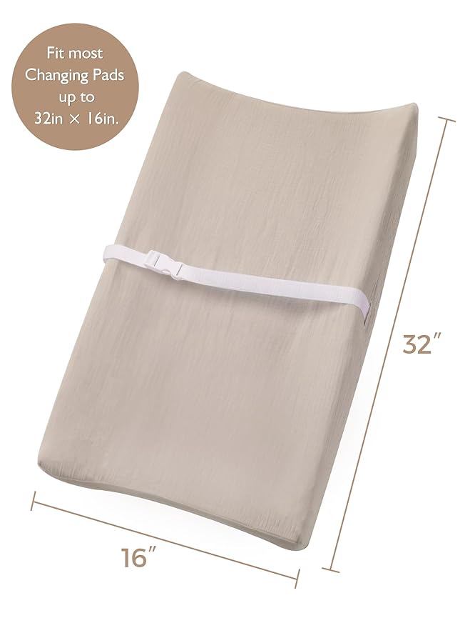 Changing Pad Cover for Baby Girls Boys, Muslin Changing Table Pad Covers with Boho Style, Neutral Color Soft and Breathable (Costume Blue)