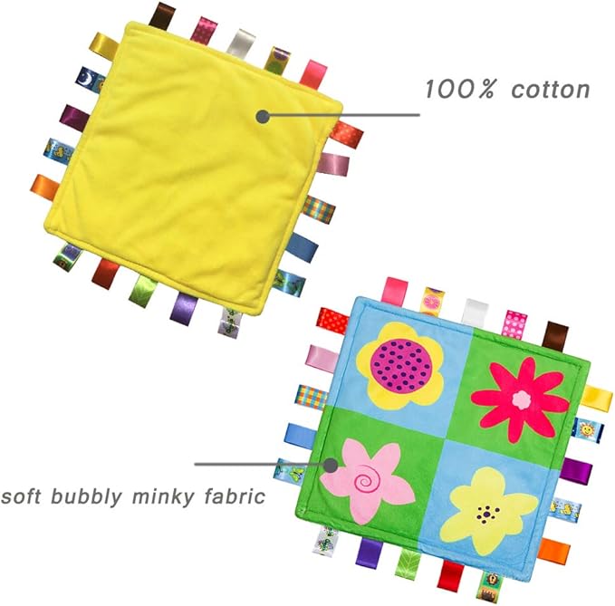 Baby Comforting taggies Blanket 10.43 * 10.43 inch Soft Square Plush Baby Appease Towel Security Blanket for 0-3 Years Old Babies