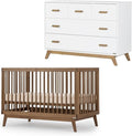 dadada Soho Baby Nursery Furniture Set. Baby Crib and Dresser Set Combo. Soho 3 in 1 Convertible Crib and Matching 5 Drawer Dresser. Walnut Beechwood