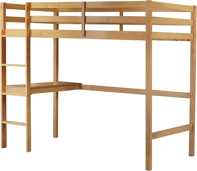 Bellemave Twin Loft Bed with Desk,Loft Bed for Kids, Boys, Girls,Wooden Loft Be Frame with Desk and Ladder, Natural