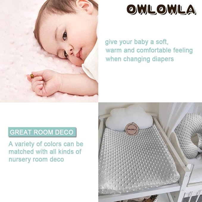 Owlowla Changing Pad Cover, Soft Minky Dots Changing Table Sheets for Baby Boy and Girl(Blush Pink)