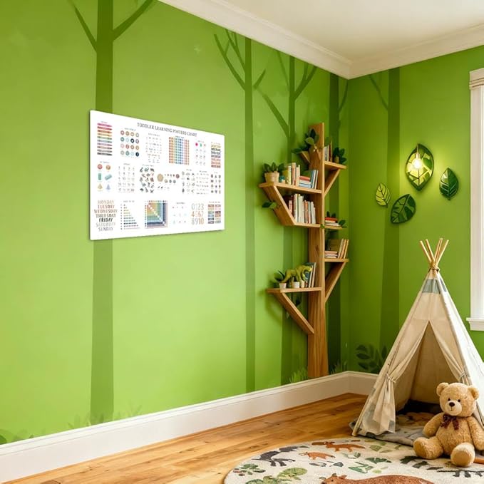 Educational Posters for Toddlers 1-3, Toddler Learning Poster for Kids Ages 3-5, Chart Canvas Print Nursery Preschool Homeschool Kindergarten Classroom Decor 12x18 Inch Unframed A