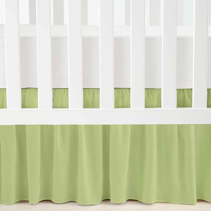 Luxury Crib Bed Skirt 28" x 52" with 14 Inch Drop Soft & Breathable Dust Ruffle Fits Standard Crib and Toddler Bed Nursery Microfiber Fabric Ruffle Bed Skirt for Baby Boys or Girls Sage Solid