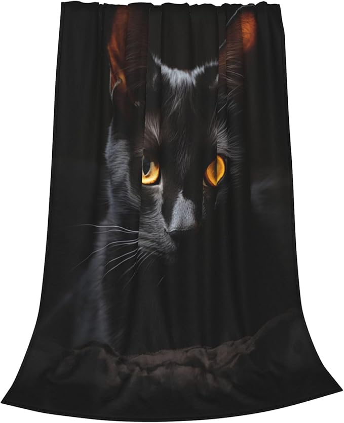 Cute Black Cat Blanket Gifts for Cat Lovers Girls Women Animal Kitten Flannel Throw Blankets for Home Couch Bed Sofa Soft Fuzzy Lightweight Decor Adults All Season 80x60 Inches