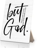 Christian Sign, But God Bible Verse Wooden Stand Sign 5x7 Inch, Christian Gifts for Women Men, Religious Decorations for Home Office Church Prayer Room Desk Table Decor