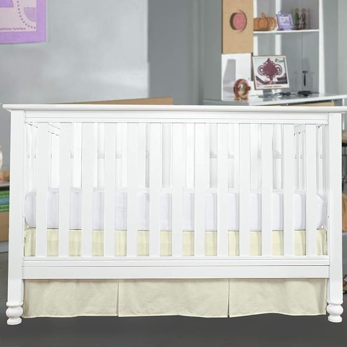Cottington Lane Crib Bed Skirt Pleated Crib Skirt Dust Ruffle, 100% Natural Cotton, Nursery Crib Toddler Bedding Skirts for Baby Boys or Girls, 14" Soft Crib Dust Ruffle Drop Crib Skirt-Ivory