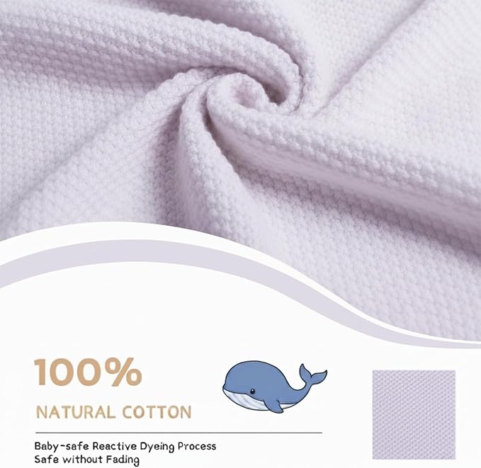 Baby Knit Blanket Soft Cotton Lightweight Newborn Blanket for Crib Stroller Toddler Nursery Shower Gift Cozy Breathable Travel Swaddle Wrap Lilac 30 x 30 Inches