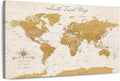 ElephantStock - Personalized Travel Push Pin World Map Wall Art - Horizontal Canvas Wall Art - Living Room Wall Decor - Digital Art Map Canvas Art - Orange And Beige Decor - 12" x 8"
