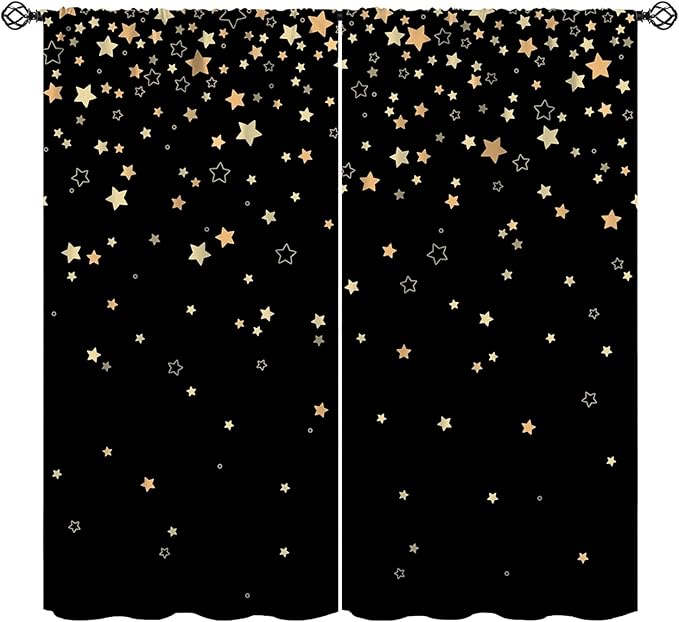 Star Celestial Blackout Curtain, Space Funny Fantasy Galaxy Starry Night Window Curtain for Kids Bedroom Nursery Toddler Room 84" W X 84" L