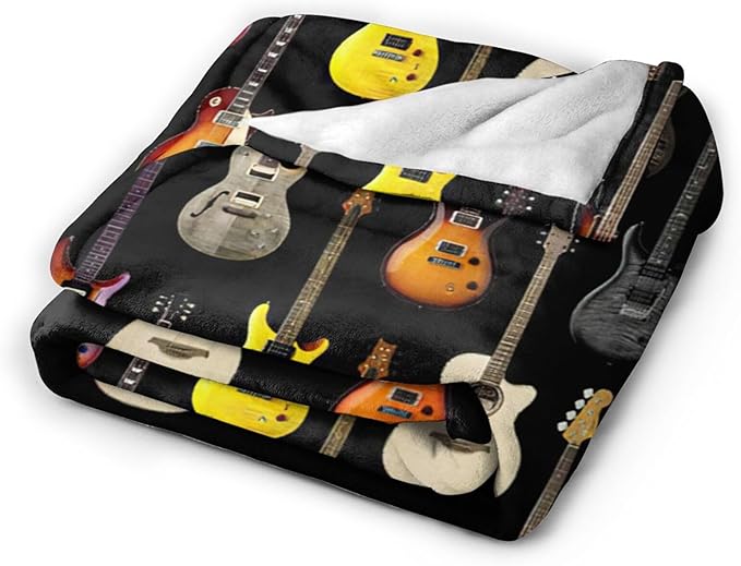 Guitar Throw Blanket - Soft, Cozy, Warm Fleece for Women & Men - Guitar Lovers Gift - 50"X40"