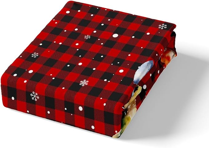 Xmas Snowman Duvet Cover Set Queen Size, Christmas Bedding Set 3pcs for Kids Boys Girls Bedroom Decor, Red Black Plaid Print Comforter Cover with 2 Pillowcases,Snowflake Print Quilt Cover,No Comforter