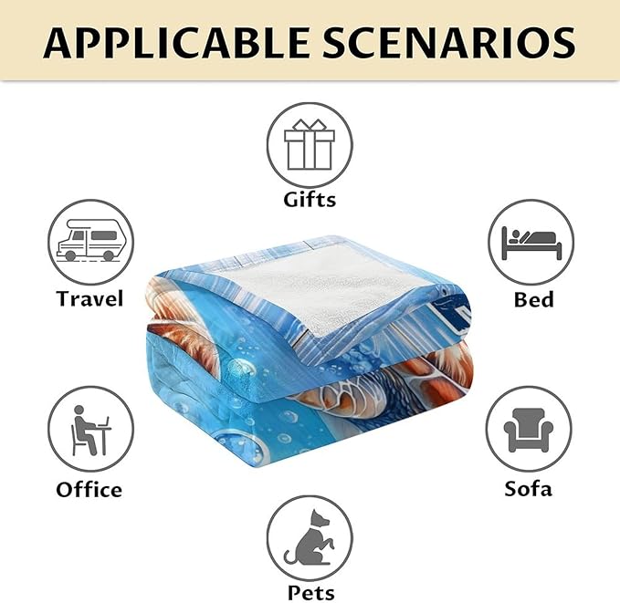 Turtle Gifts for Women - 60" x 80" Inches Cute Throw Blanket for Adults, Teens - Blue Cozy Furry Blankets for Sofa, Bed & Living Room