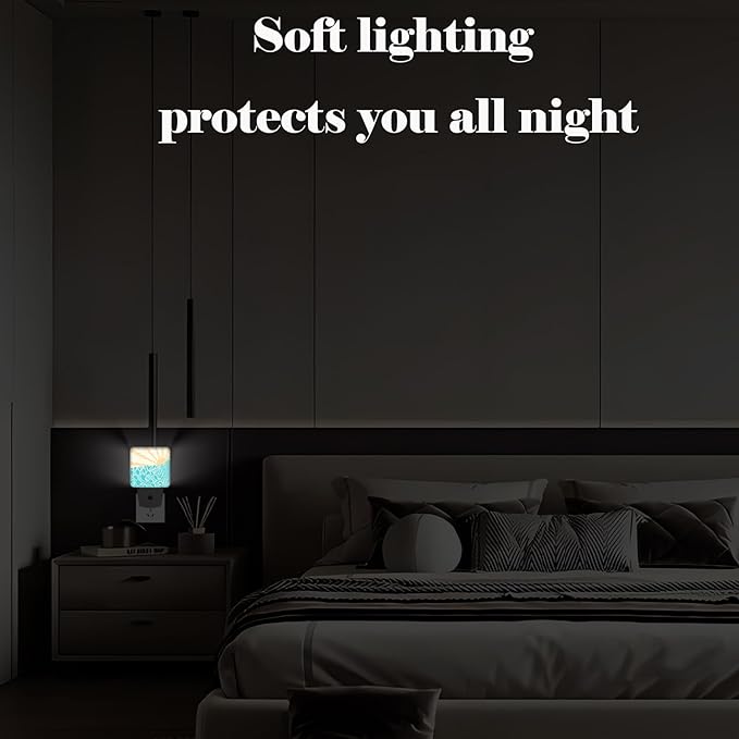 Boho Sea Waves Night Light,Plug-in Nightlights Auto Sensor Night Lamp Dusk-to-Dawn Lamp Home Decor for Nursery Children Girls Boys