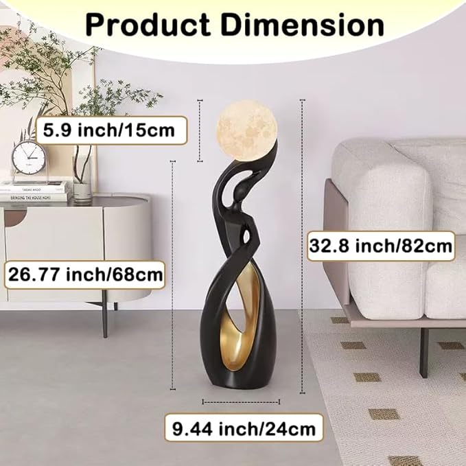 Bofea-Modern Minimalist Floor Lamp,Creative Nordic Living Room Bedside Bedroom with 3D Moon Tall Lights,Art Decoration Lamp for Bedroom Girls Room, Dresser, Office.