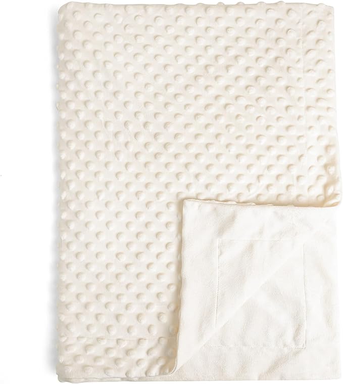 david's kids Micro Fleece Minky Baby Blanket for Girls with Double Layer and Soothing Raised Dots, Breathable and Soft Lightweight Receiving Blanket for Newborns 30x40 Inches, Cream