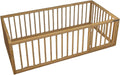 Montessori Floor Bed with Door On The Right Side for Toddler | Pine Wood Natural Solid Frame Beds | Sturdy Modern Design Floor Bed Frame for Boy and Girls (Twin, Height: 23.6 Inches)