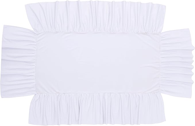 Crib Skirt Dust Ruffle, 100% Egyptian Cotton 400 Thread Count Soft Breathable Crib Bedding Skirt for Baby, Boys and Girls, Fading Resistant (White)