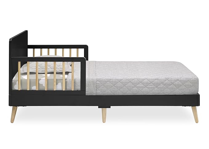 Delta Children Logan Wood Toddler Bed, Greenguard Gold Certified, Midnight Grey/Natural