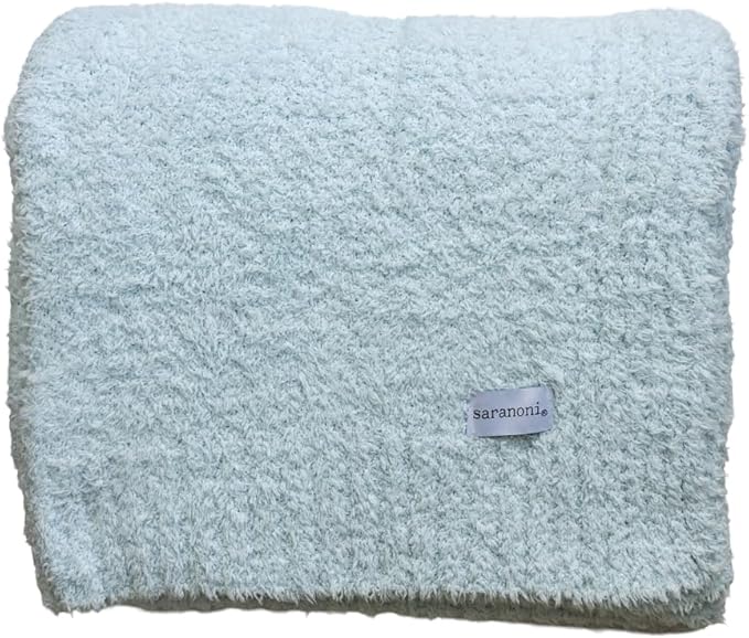SARANONI Bamboni Luxury Throw Blanket | Oversized Super Soft Plush Home Decorative Comfy Blankets for Couch or Bed | Sky Blue - X-Large 60” x 80”