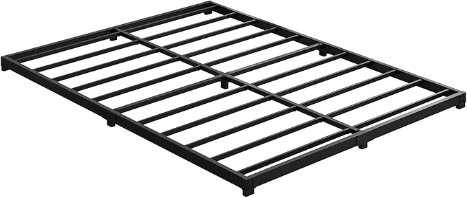 3 Inch Low King Bed Frame Heavy Duty Metal Platform, No Box Spring Needed, Easy Assembly Mattress Foundation, No Noise, Black