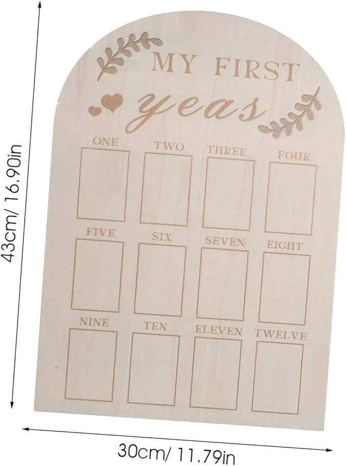 First Year Photo Frame Wooden Milestone Board for Newborns Months Picture Display Keepsake Nursery Easy Photo Replacement Safe Sturdy Material