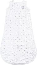 Dreamland Baby Lightweight Viscose Sleep Sack (6-12 months). 1.0 TOG Ultra Soft Blanket w/ 2-Way Zipper. 95% Viscose, 5% Spandex (White with Grey Stars). Mom-Owned US Business, Premium Materials