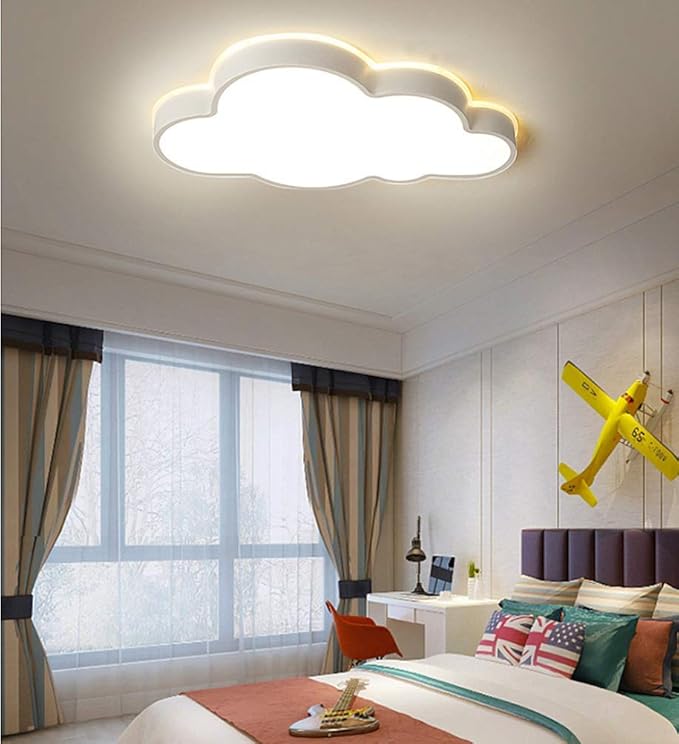 LAKIQ Modern Creative Acrylic LED Lights Cloud Shape Children Room Ceiling Light Flush Mount Ceiling Chandelier Lighting Fixture for Kids Bedroom Kindergarten Living Room(21.5'',White Light)