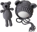 Zeroest Newborn Baby Boy Girl Photography Props Bear Hat Outfits Crochet Kint Handmade Cap Set for Newborn Photo Shoot