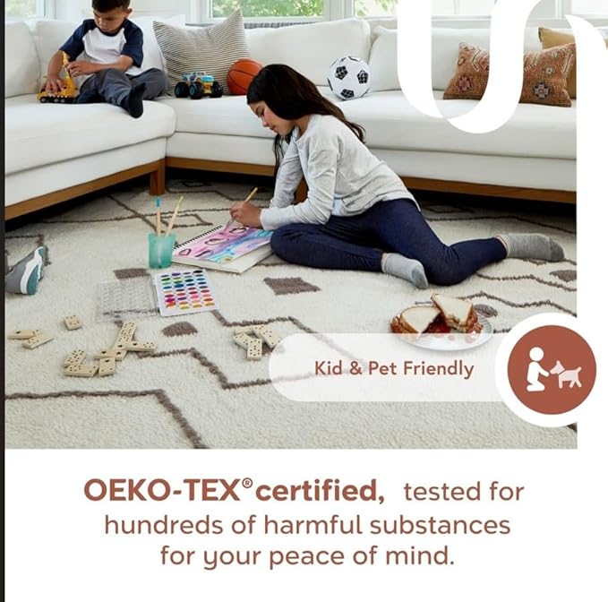 nuLOOM 5' x 8' Cozy Plush Area Rug, Machine Washable, Non-Slip, Soft Fluffy Shag Carpet for Living Room Bedroom Kids Room Nursery Home Decor, Jeni Dark Grey